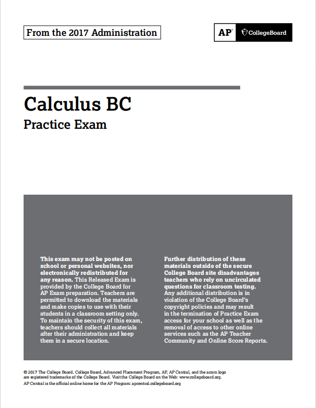 AP微积分教材下载《IPE 2017 Calculus BC》